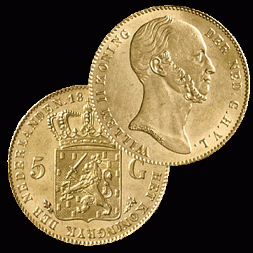 5 Gulden goud 1843